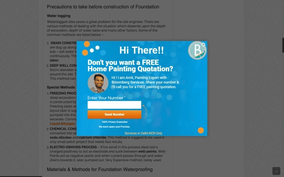 Broomberg CRO case study with popups