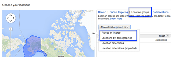 Locations and demographics settings
