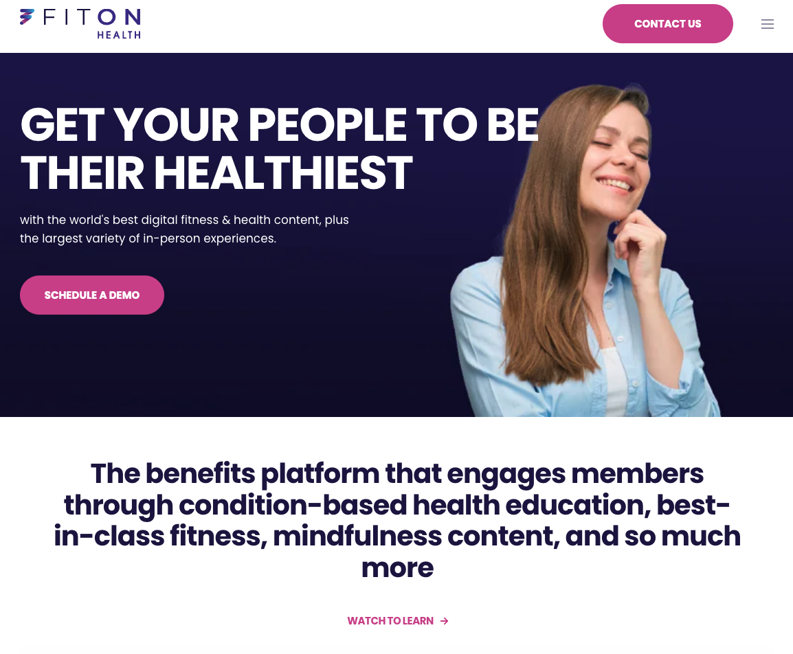 FitOn Health fitness landing page example screenshot