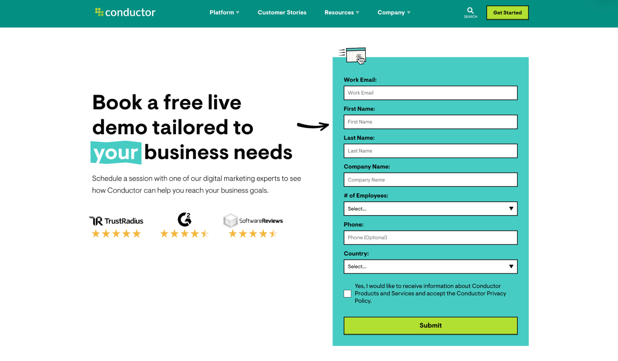Conductor lead generation form example screenshot
