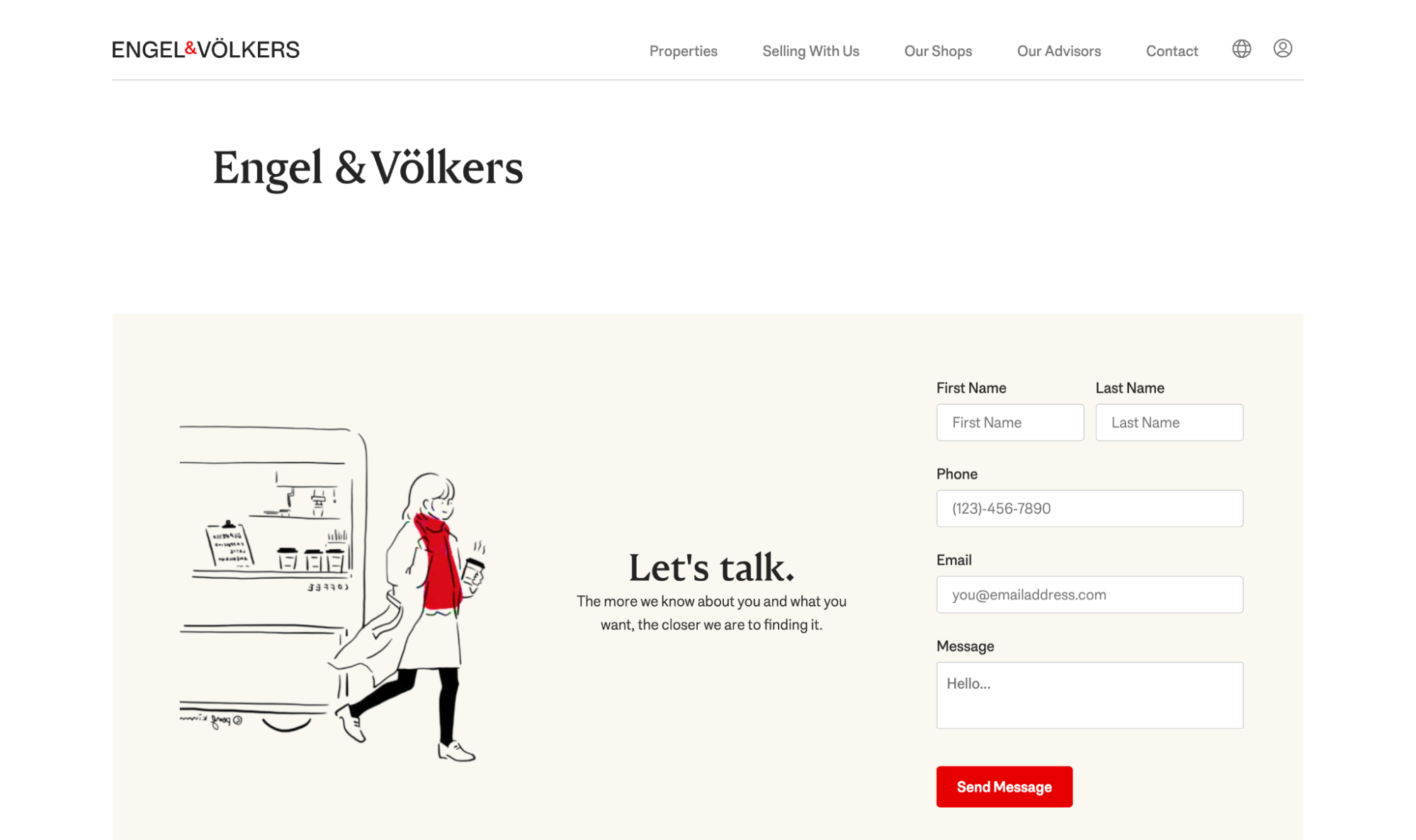 Engel & Volkers real estate lead generation form example