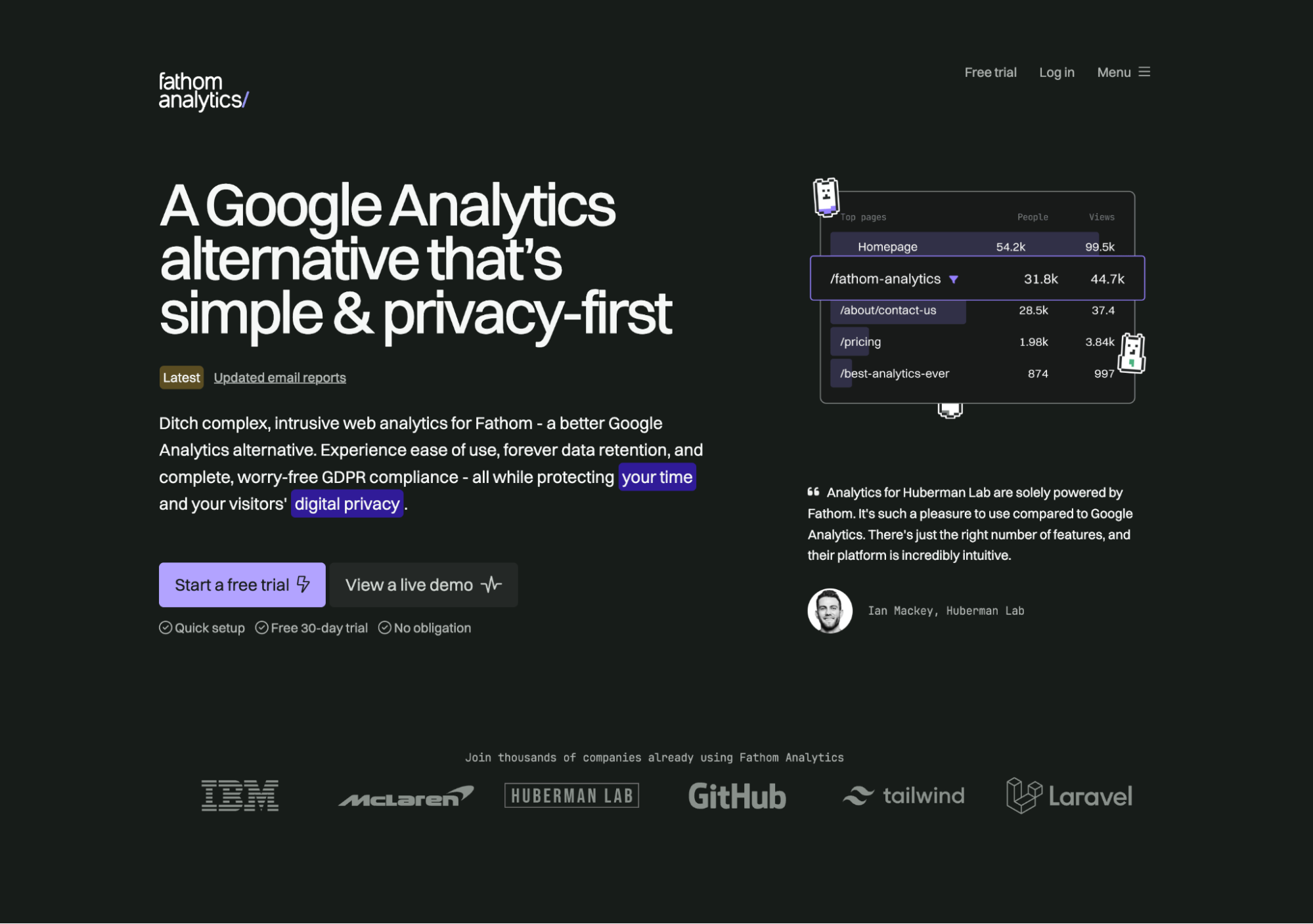 Landing page analytics software - Alternative to Google Analytics
