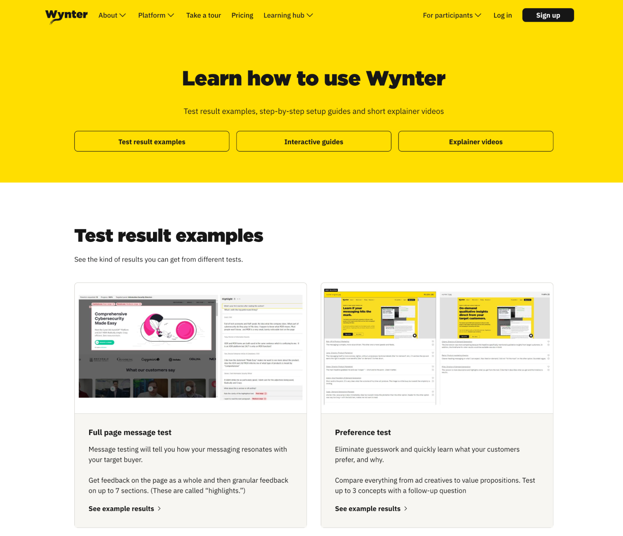 Wynter - landing page feedback tool
