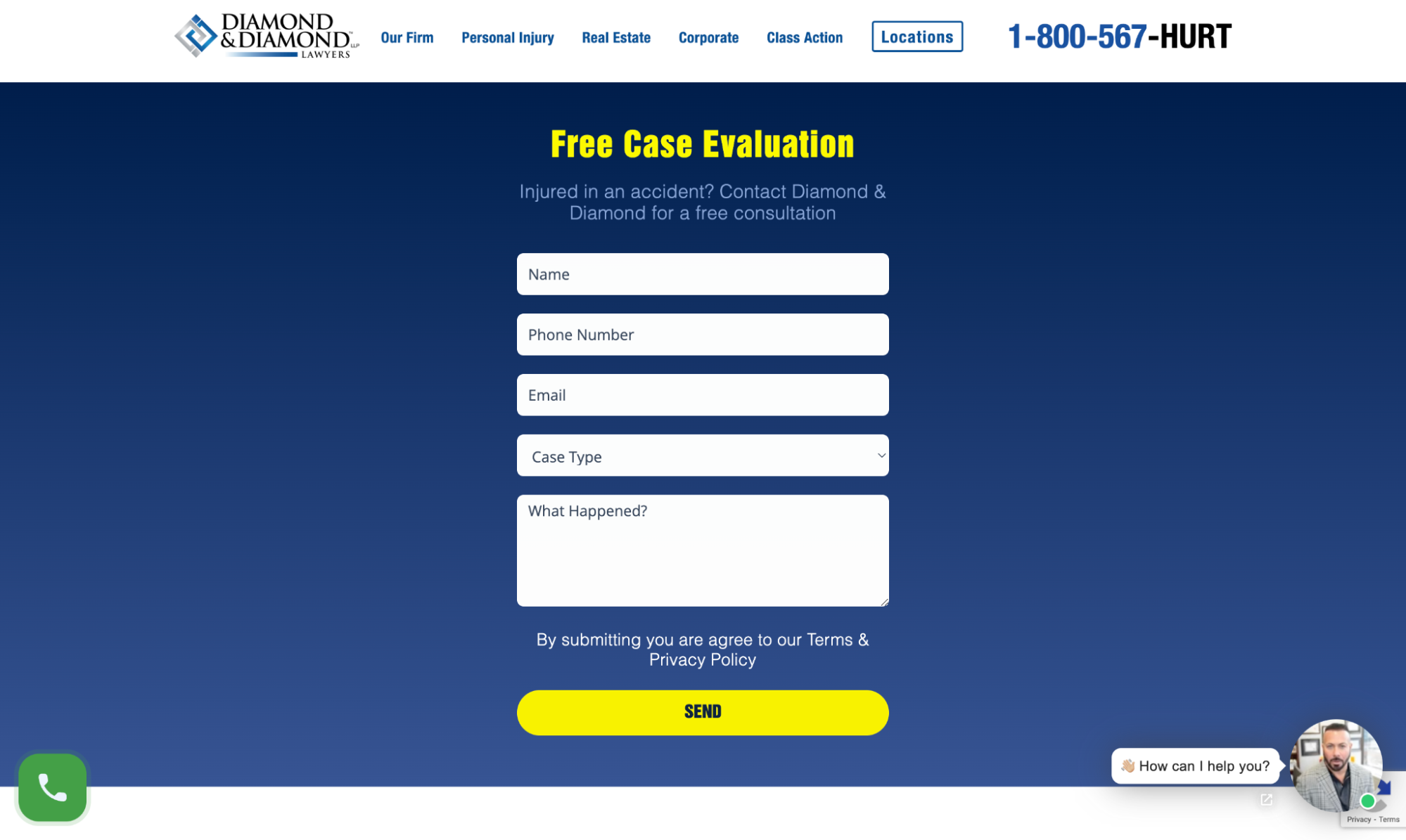 Diamond & Diamond legal firm lead gen form example