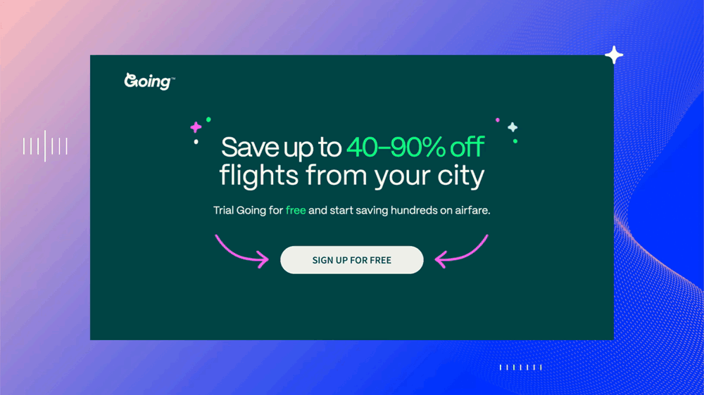 Going  - travel landing page example