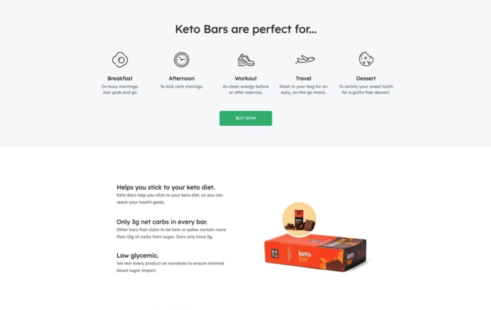 Perfect Keto health and wellness landing page example screenshot 3