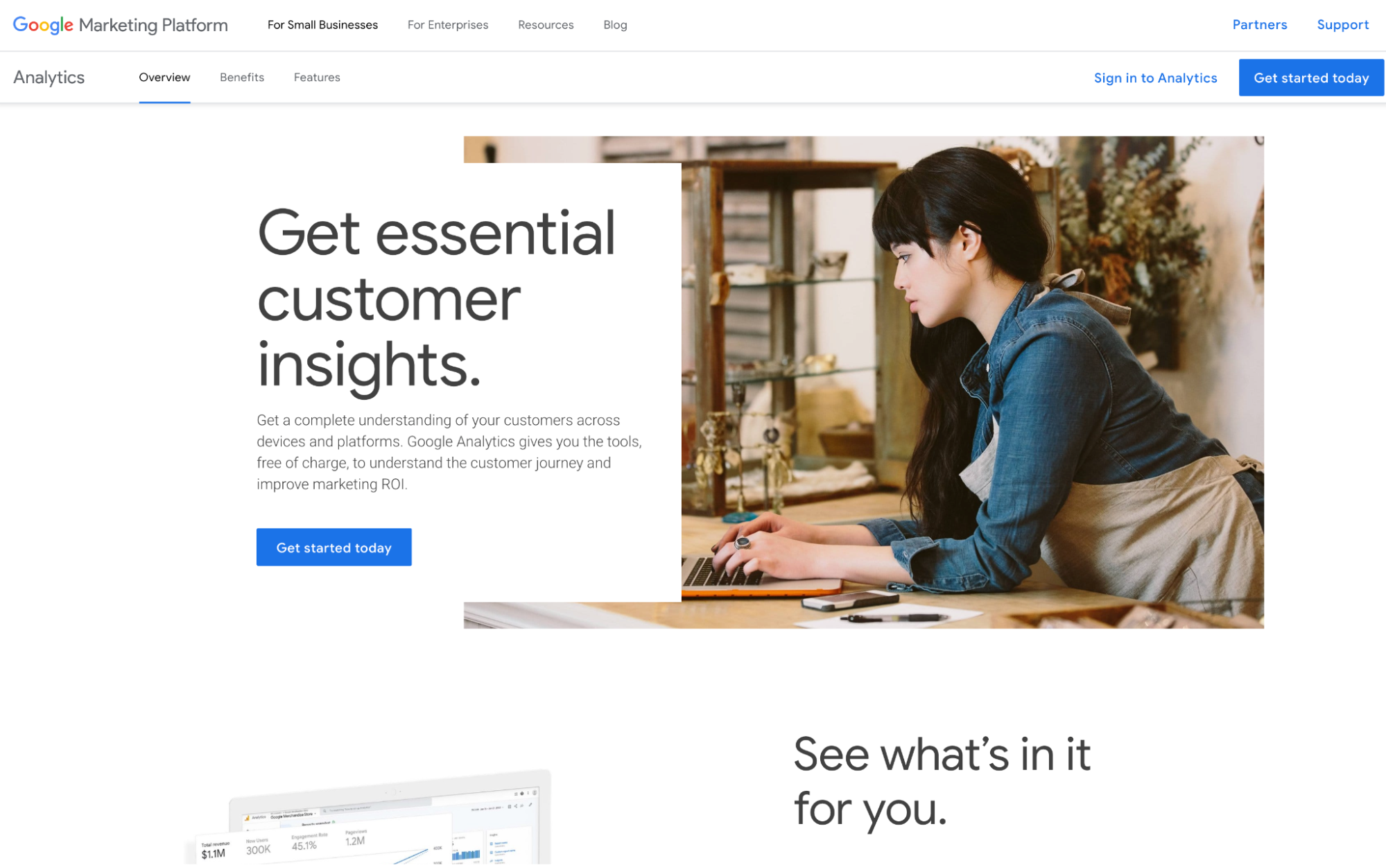 Landing page analytics tool