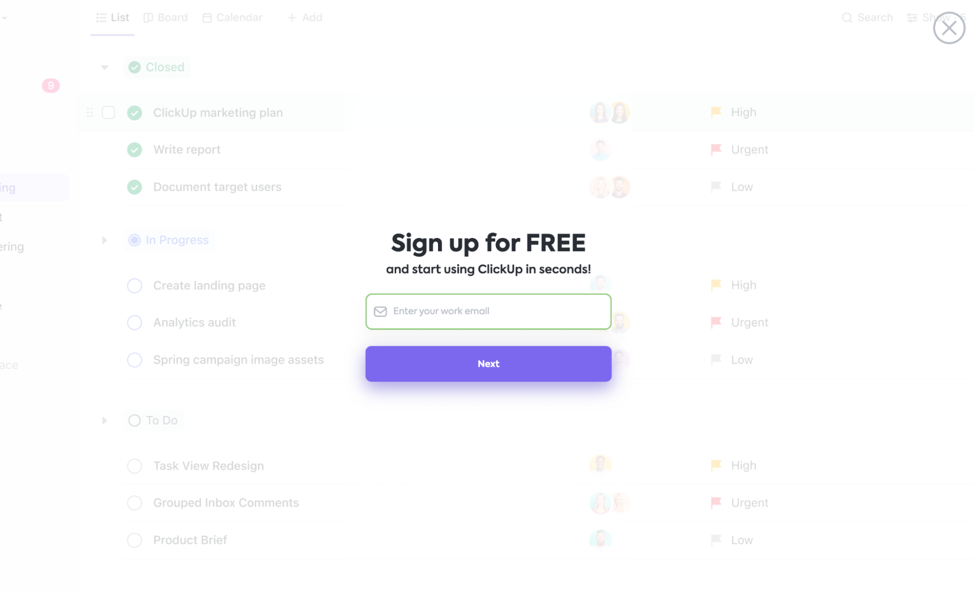 multi-step lead gen form example for Clickup SaaS