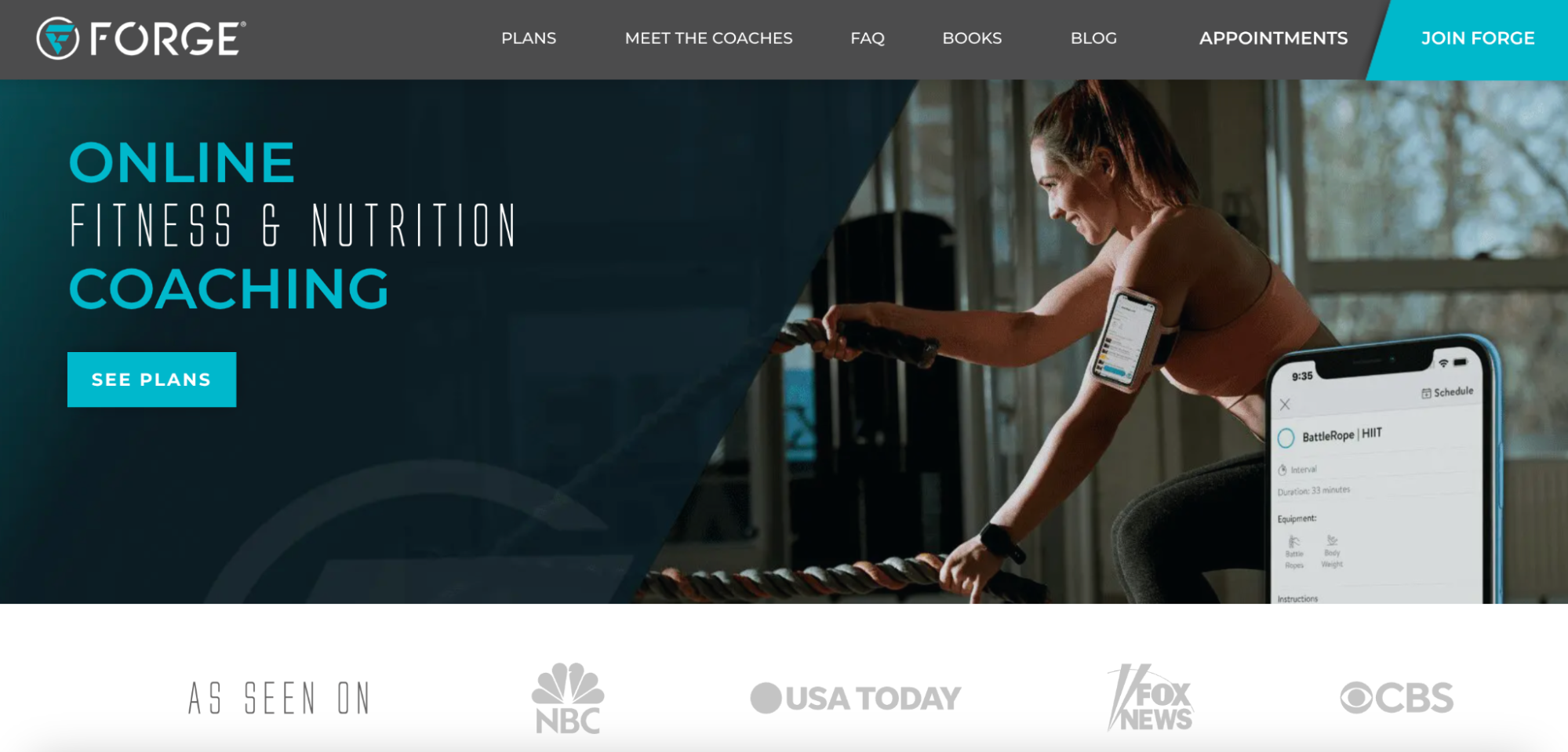 Forge PT fitness professional landing page example screenshot