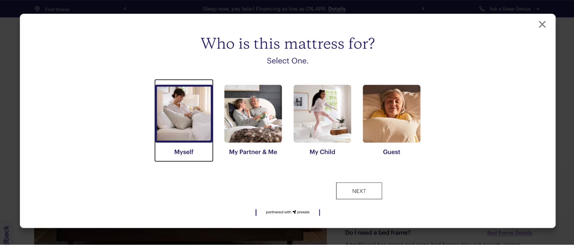 Purple mattress lead gen form example