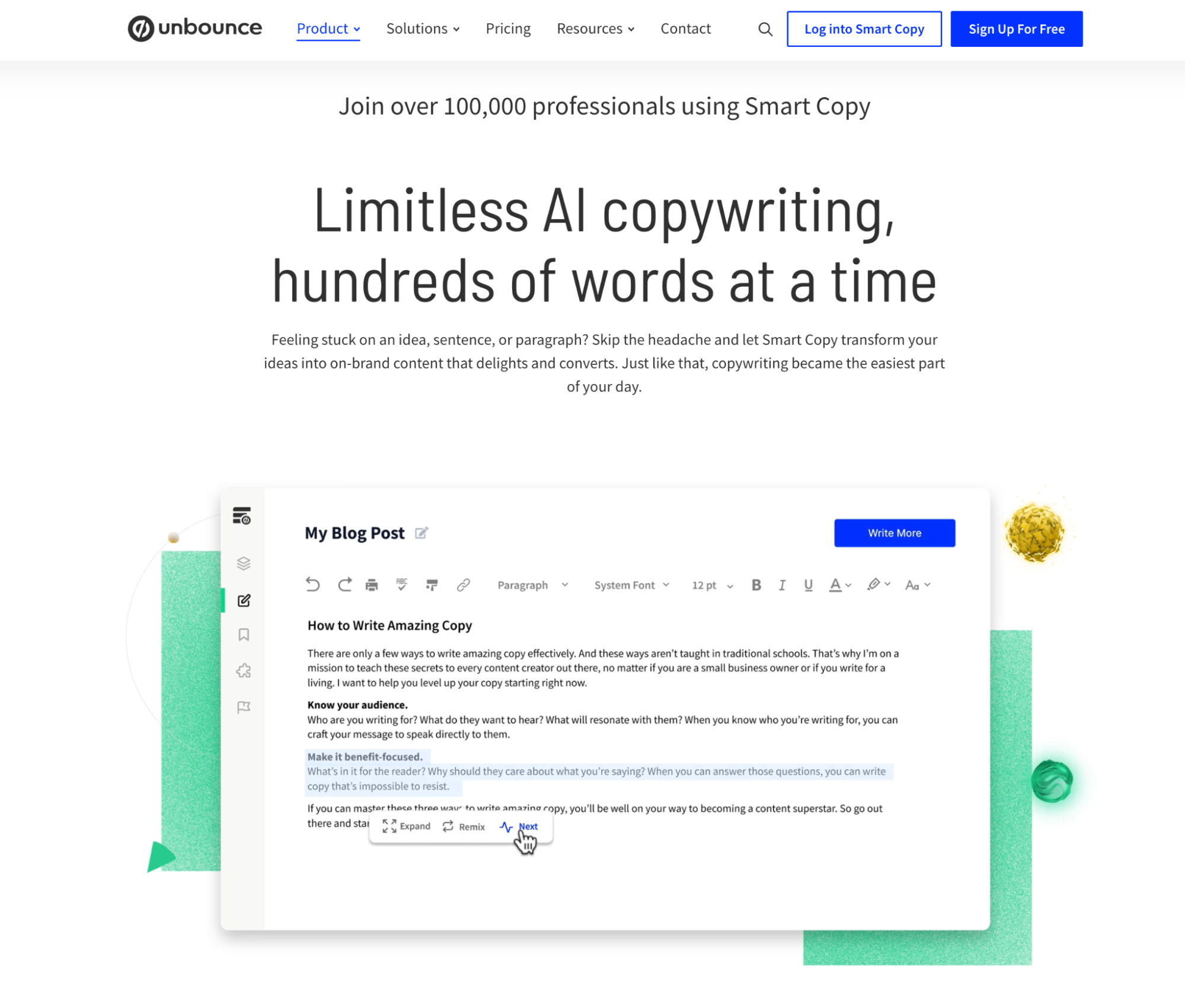 AI landing page copywriting software