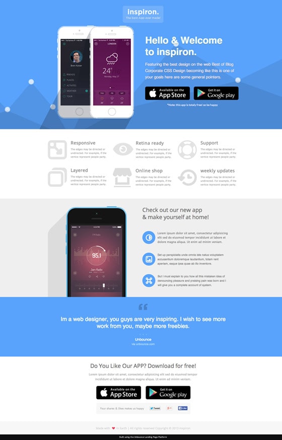 Unbounce landing page template from Themeforest