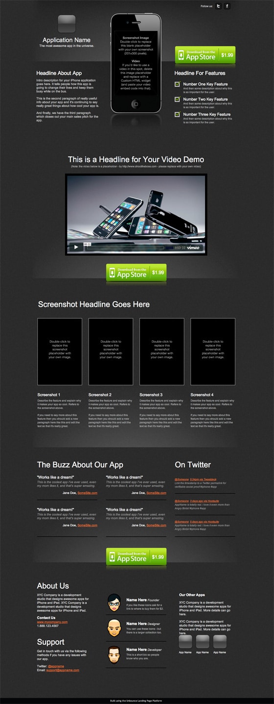 iphone app landing page