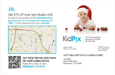 KidPix hypothetical postcard with QR code driving directions