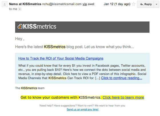 kissmetrics high converting email
