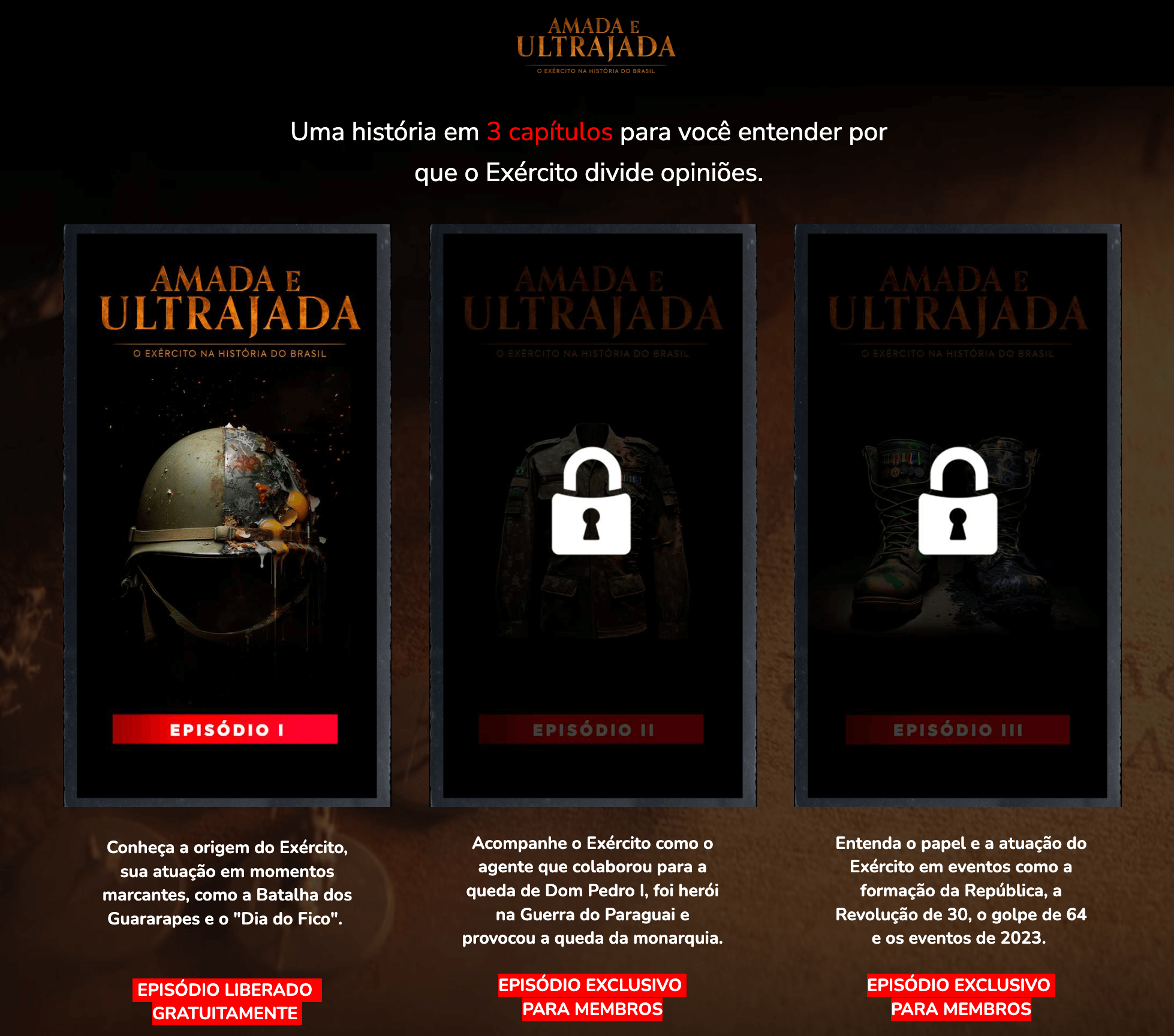 Landing page design example created by V4 Company for Brasil Paralelo