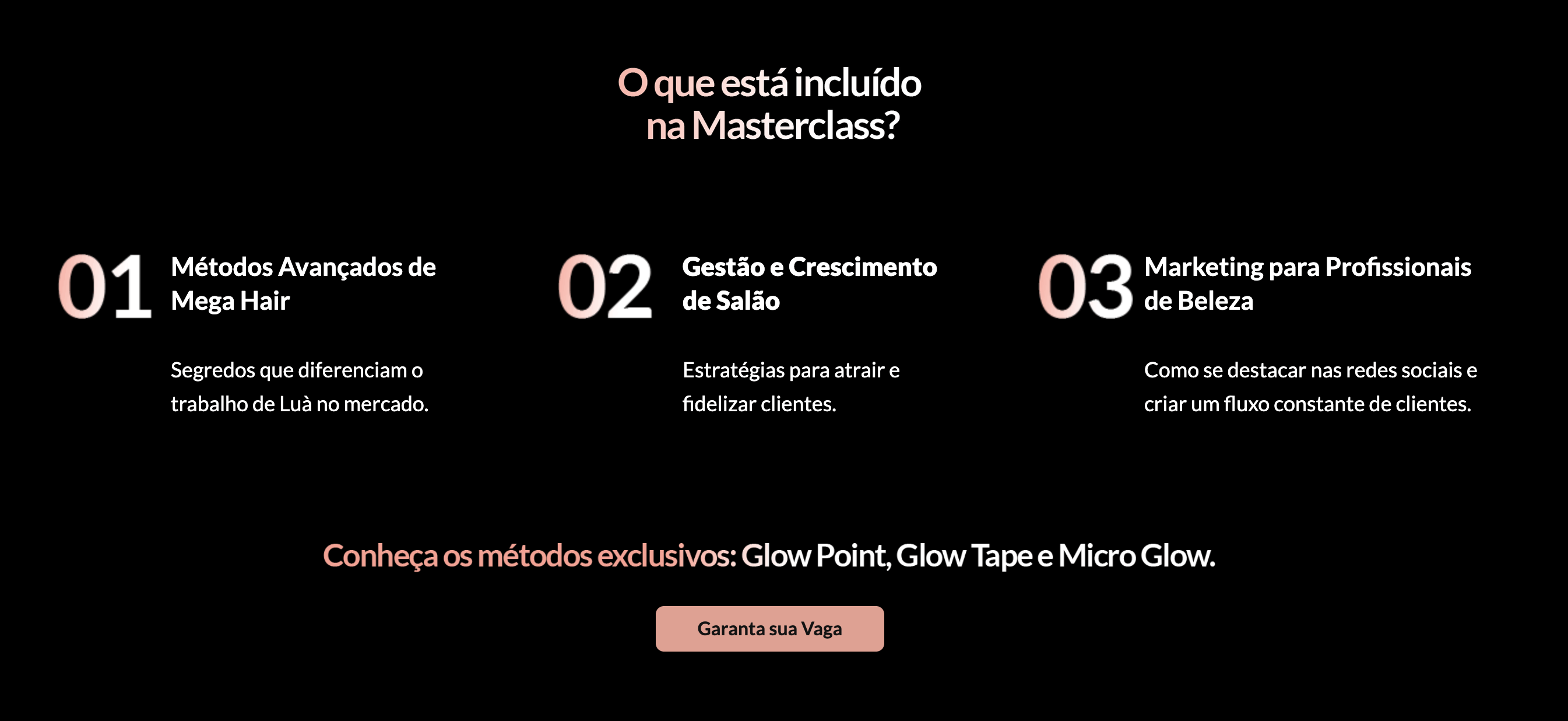 Landing page design example created by V4 Company for Luà Glow