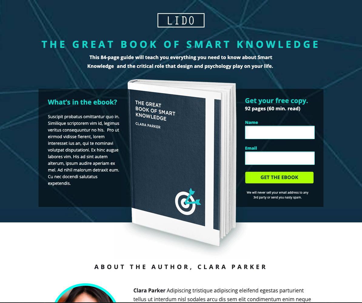 Unbounce Lido template for lead generation