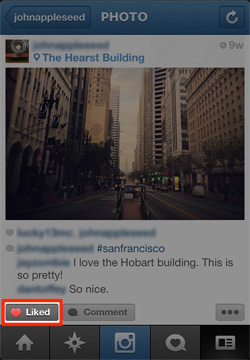 liking photos on instagram