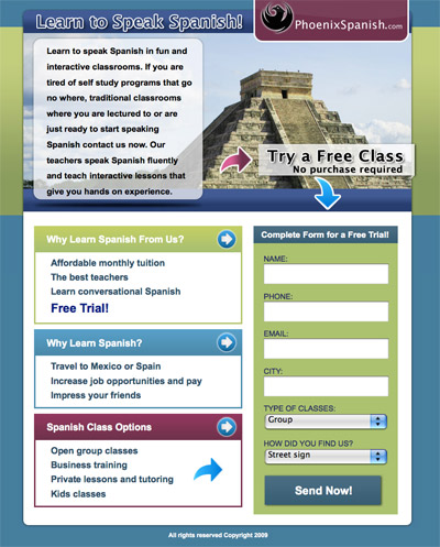Landing page makeover Phoenix Spanish