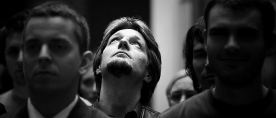 Man looking skyward experiment