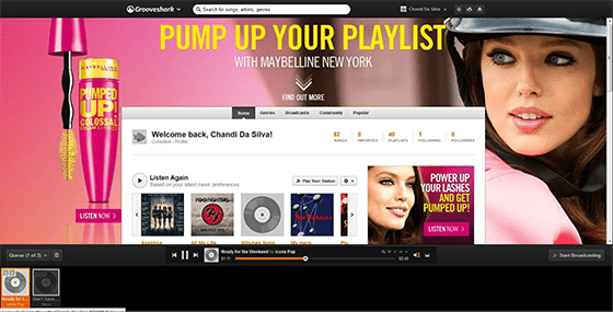 Native advertising: Grooveshark Maybelline example