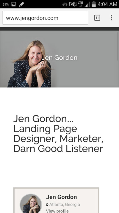 Readable mobile landing page