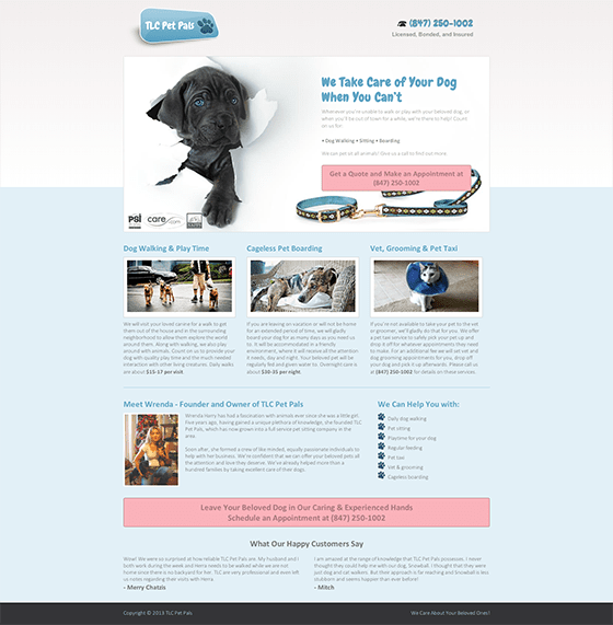 Landing Page example: Pet Pals