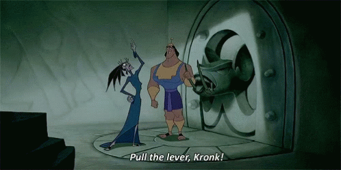 Animated gif of someone pulling the wrong lever