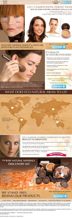 Raw Natural Beauty landing page