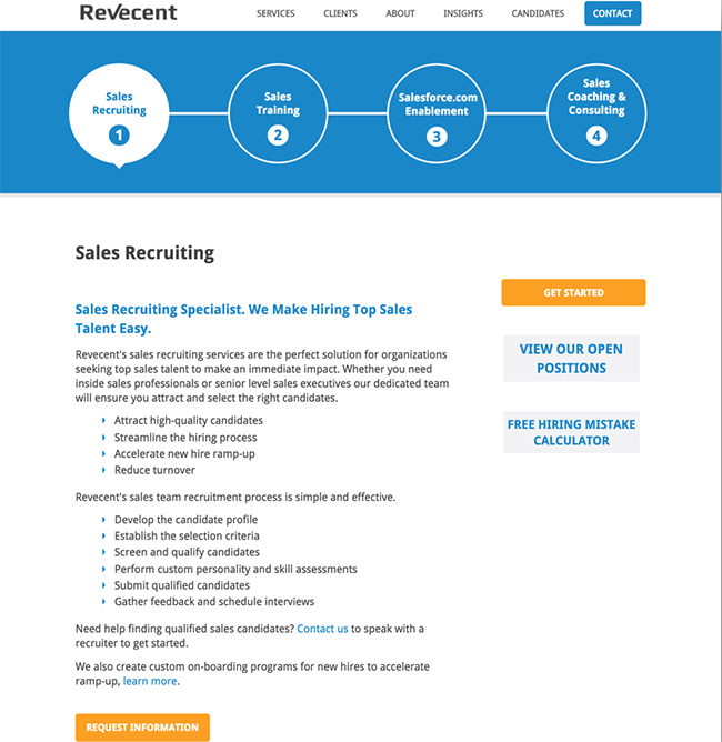 Revecent service page