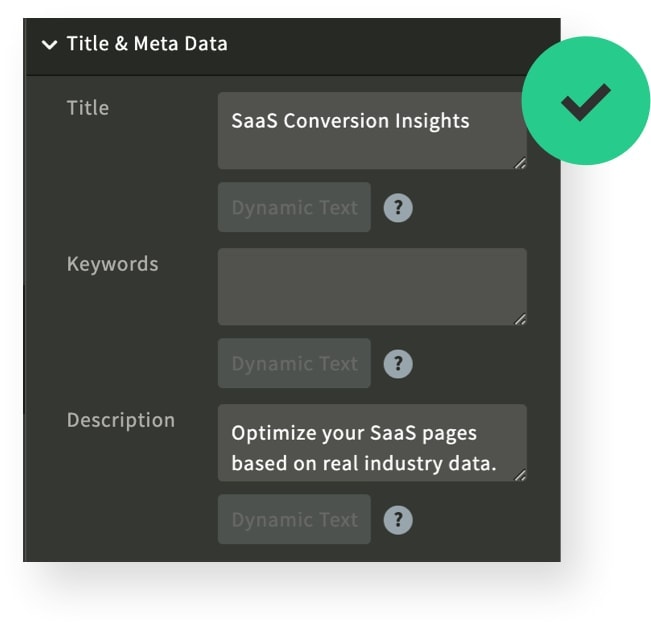 Unbounce meta tags settings