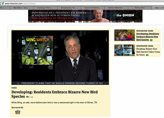 Native Advertising: Shiner Beer example
