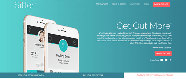 Sitter landing page