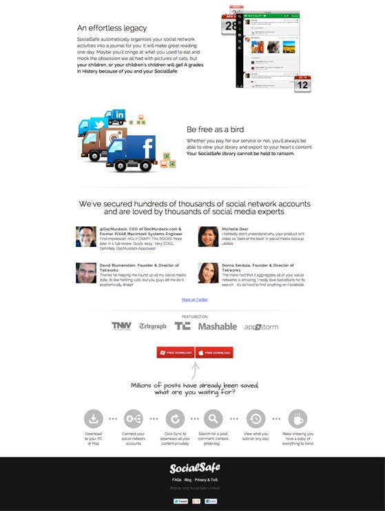 Social Safe landing page