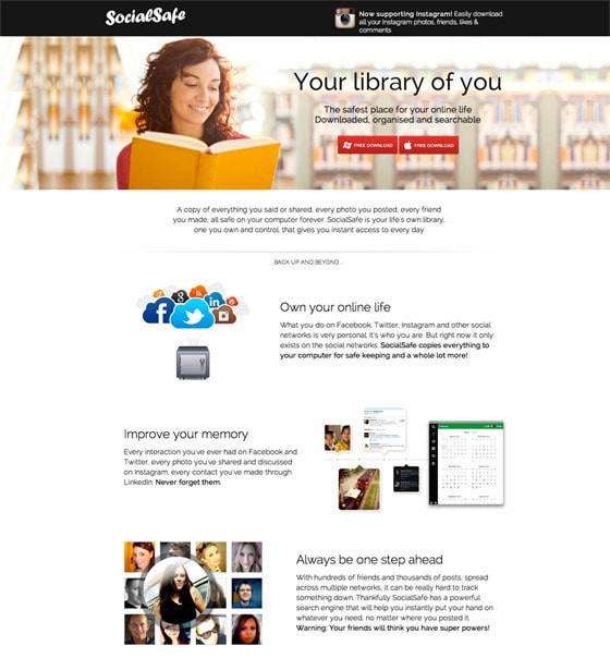 social safe landing page