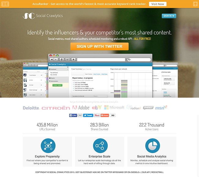 Spefic screenshot of social tool