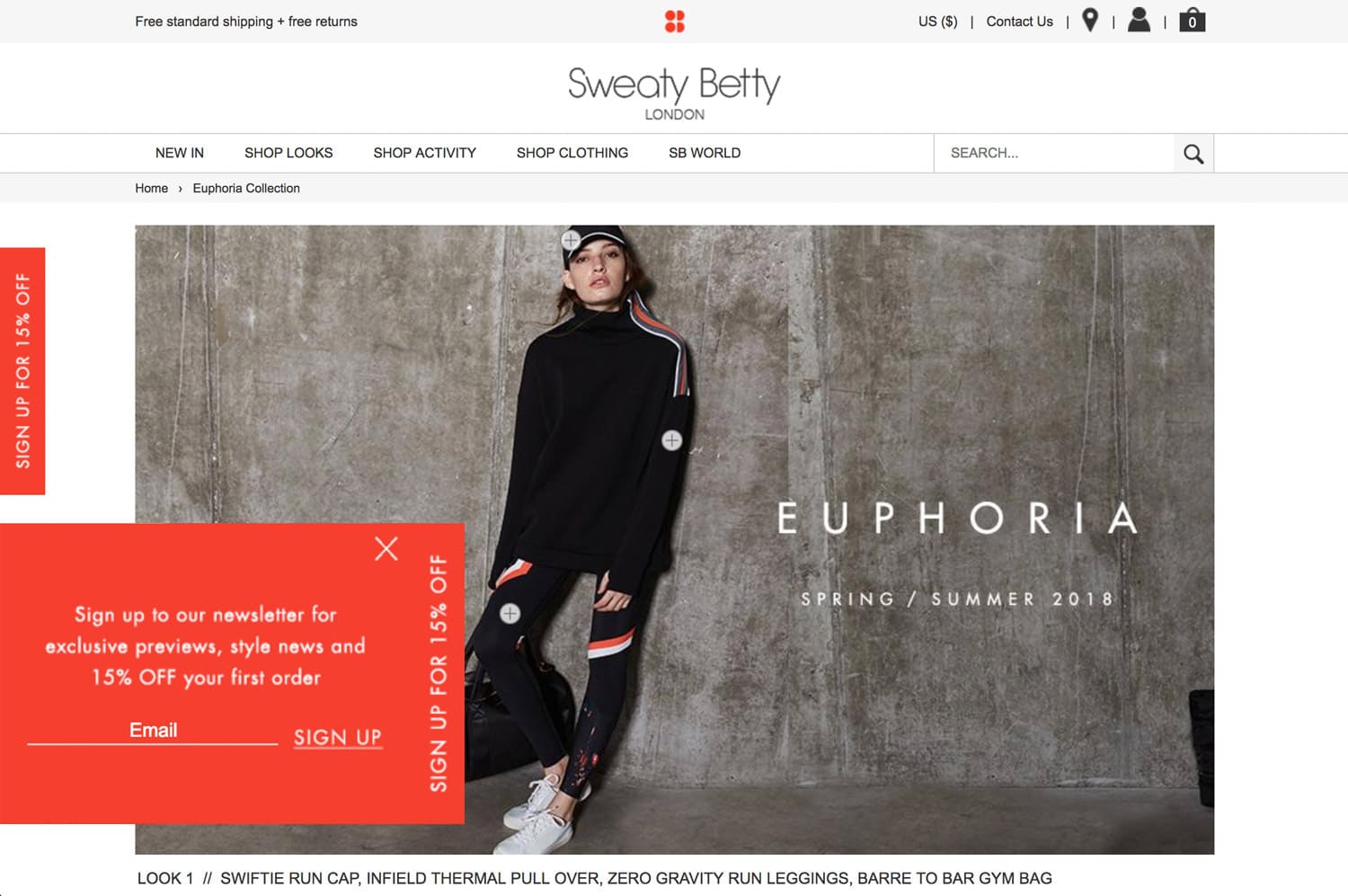 Screenshot image of Sweaty Betty sticky bar example