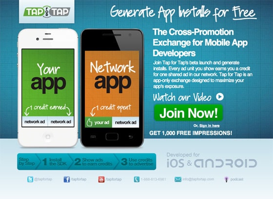 tap for tap landing page
