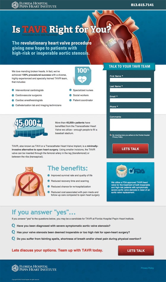 tavr landing page