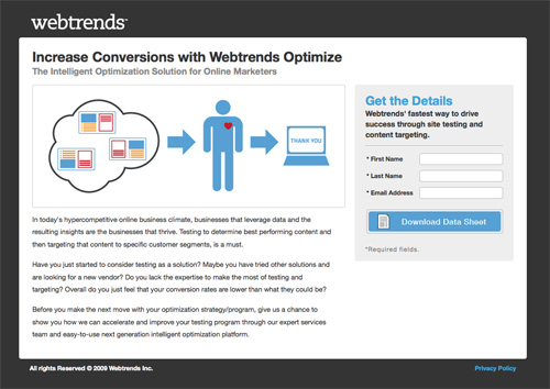 Web Trends landing page