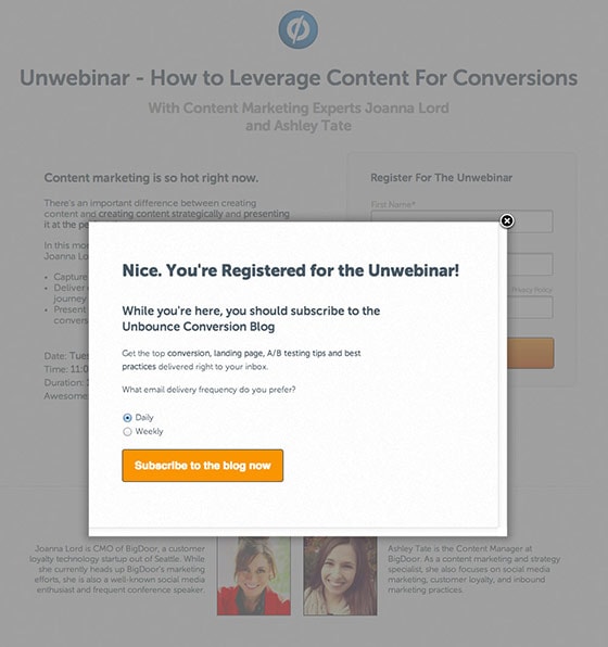 conversion centered design webinar oli gardner confirmation page