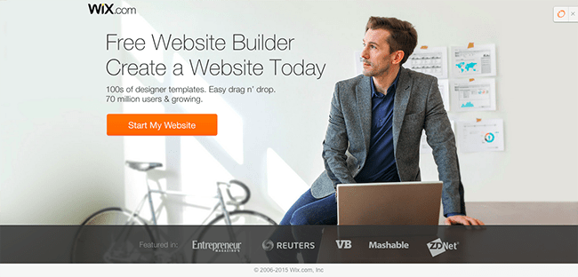 Wix landing page example
