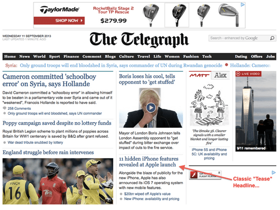 “tease” tactic - The Daily Telegraph